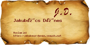 Jakubács Dénes névjegykártya